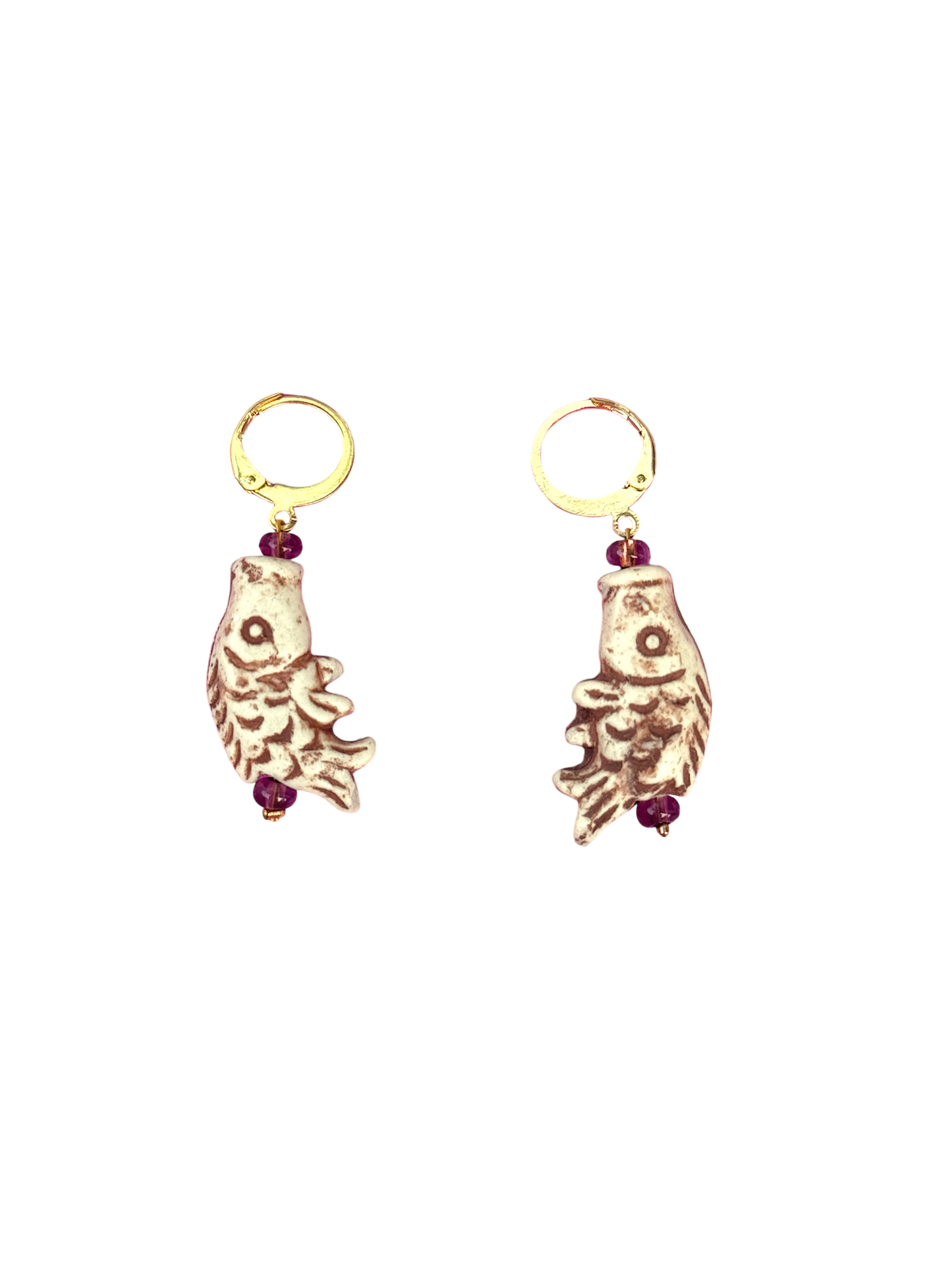 Carved Fish Huggie-Hoops