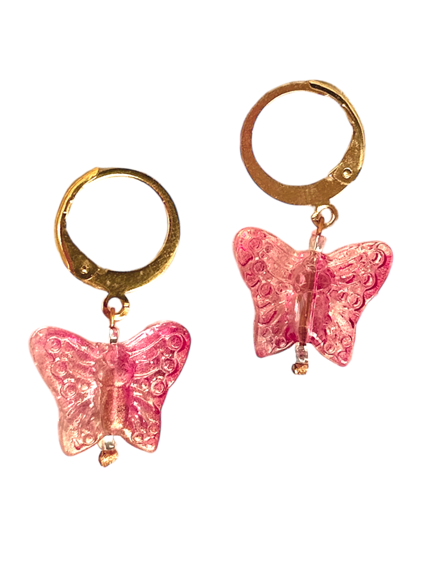 Acrylic Butterfly Huggie Hoops - Red